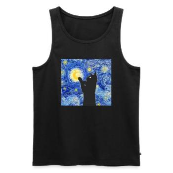 Van Gogh peignant le chat noir - Débardeur bio Premium Homme - noir - Devant - AI Model Male 178 light (178cm)