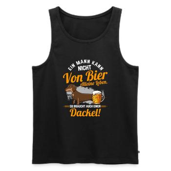 Ein Mann Kann Nicht Von Bier Alleine Leben Hund - Männer Premium Bio Tank Top - Schwarz - Vorne - Michal (187cm)