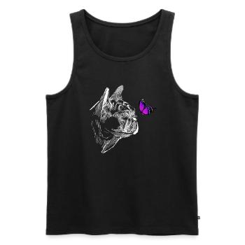 Carlin avec chien papillon - Débardeur bio Premium Homme - noir - Devant - Michal (187cm)