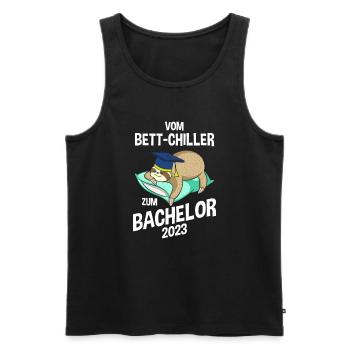 Vom Bettchiller zum Bachelor Faultier 2023 - Männer Premium Bio Tank Top - Schwarz - Vorne - Michal (187cm)