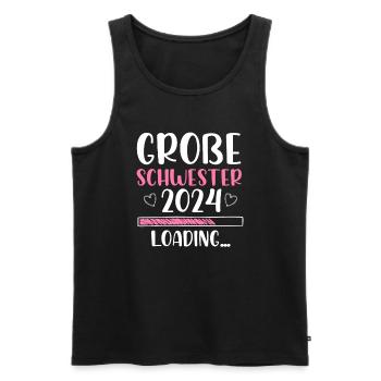 Große Schwester 2024 Loading Herz - Männer Premium Bio Tank Top - Schwarz - Vorne - Michal (187cm)