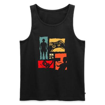 Dart Retro - Men's Premium Organic Tank Top - black - Front - AI Model Male 178 light (178cm)