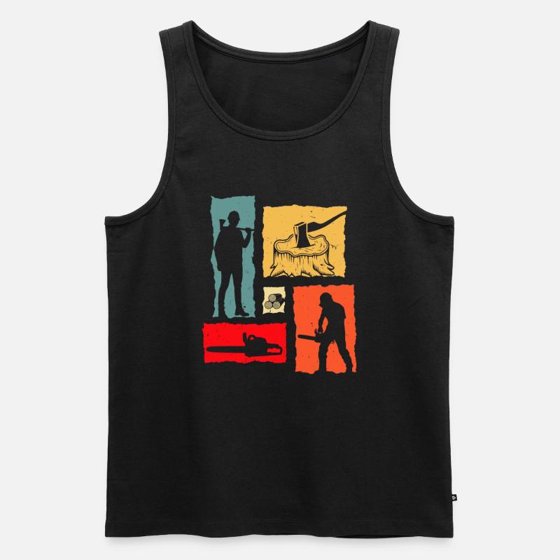 Lumberjack Retro - Männer Premium Bio Tank Top - Schwarz