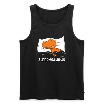 Sleepy Saurus Dinosaurier Schlafshirt - Männer Premium Bio Tank Top - Schwarz - Vorne - AI Model Male 178 light (178cm)