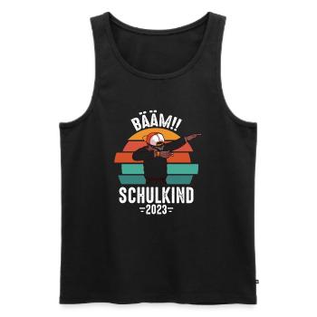 Bääm Schulkind 2023 - Männer Premium Bio Tank Top - Schwarz - Vorne - AI Model Male 178 light (178cm)