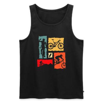 Mountainbike Retro - Männer Premium Bio Tank Top - Schwarz - Vorne - Michal (187cm)