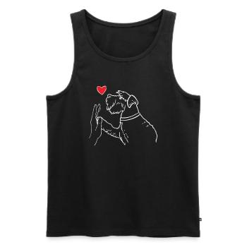 Miniature Schnauzer Heart Hand High Five - Männer Premium Bio Tank Top - Schwarz - Vorne - Michal (187cm)