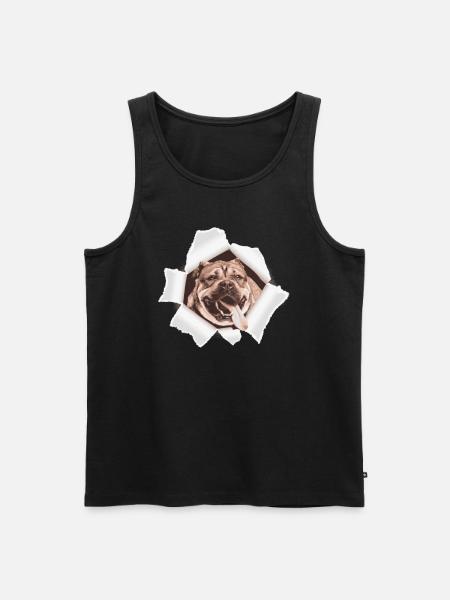 Dog peeking through hole - Men's Premium Organic Tank Top - black