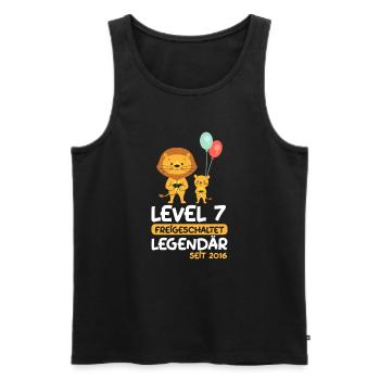 Level 7 Jahre Geburtstagsshirt Löwe Gamer - Männer Premium Bio Tank Top - Schwarz - Vorne - Michal (187cm)