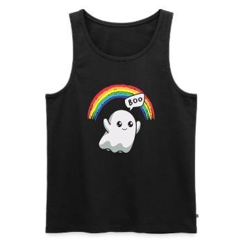 Boo Gespenst Regenbogen Halloween - Männer Premium Bio Tank Top - Schwarz - Vorne - AI Model Male 178 light (178cm)