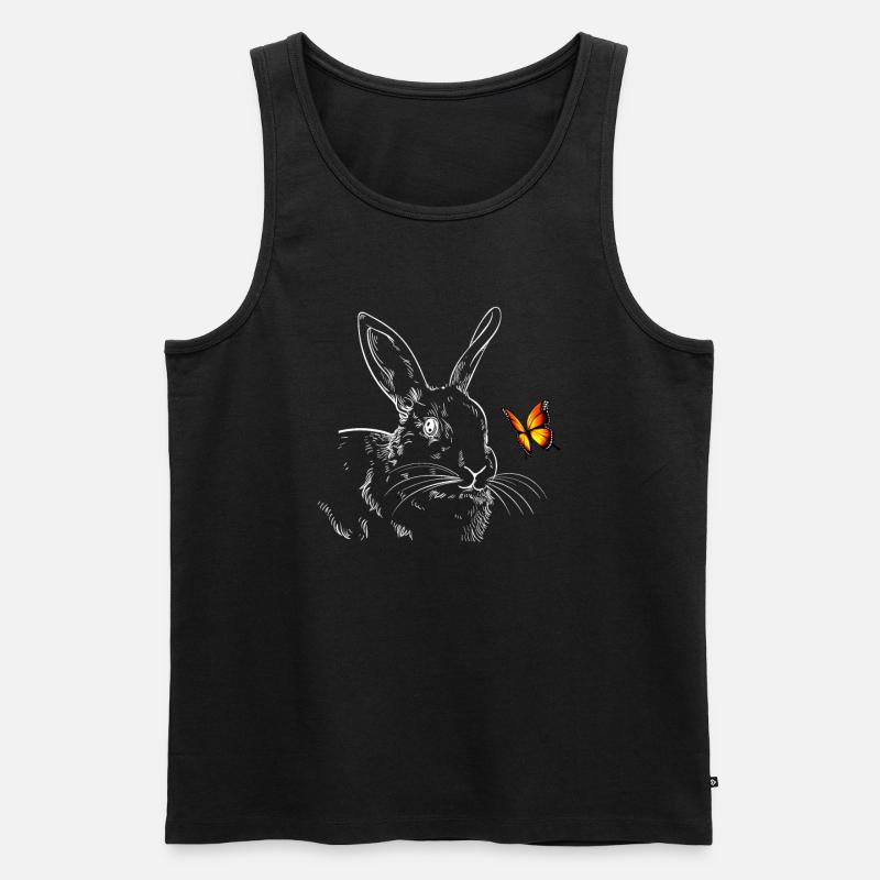 Lapin avec papillon - Débardeur bio Premium Homme - noir