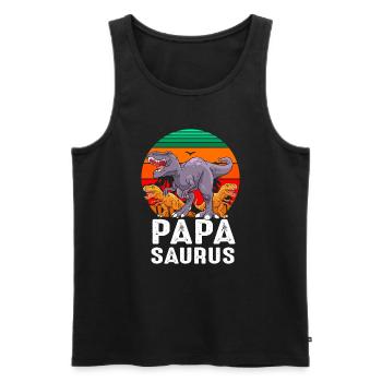 Papasaurus Dinosaurier Papa Tyrannosaurus - Männer Premium Bio Tank Top - Schwarz - Vorne - Michal (187cm)
