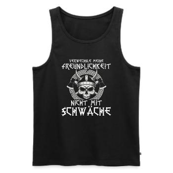 Walhalla Freundlichkeit Schwäche - Männer Premium Bio Tank Top - Schwarz - Vorne - Michal (187cm)