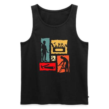 Tischler Retro - Männer Premium Bio Tank Top - Schwarz - Vorne - Michal (187cm)