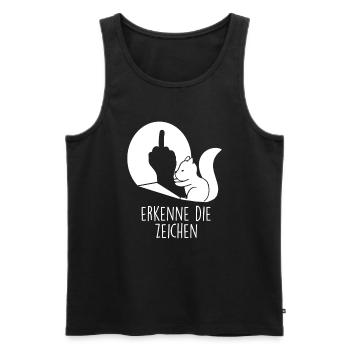 Eichhörnchen Mittelfinger Erkenne die Zeichen - Männer Premium Bio Tank Top - Schwarz - Vorne - AI Model Male 178 light (178cm)