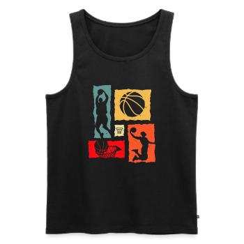 Retro Basketball Player - Männer Premium Bio Tank Top - Schwarz - Vorne - Michal (187cm)