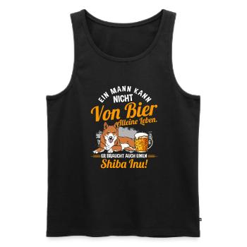 Ein Mann Kann Nicht Von Bier Alleine Leben Hund - Männer Premium Bio Tank Top - Schwarz - Vorne - Michal (187cm)