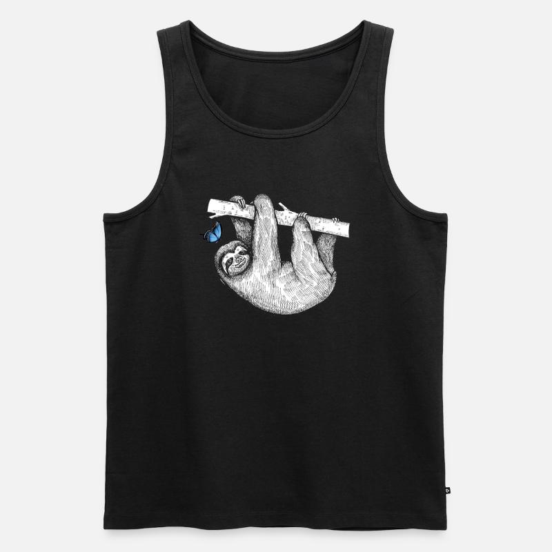 Faultier mit Schmetterling - Männer Premium Bio Tank Top - Schwarz