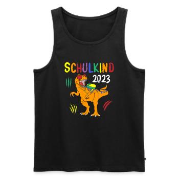 Schulkind 2023 Dino - Männer Premium Bio Tank Top - Schwarz - Vorne - AI Model Male 178 light (178cm)