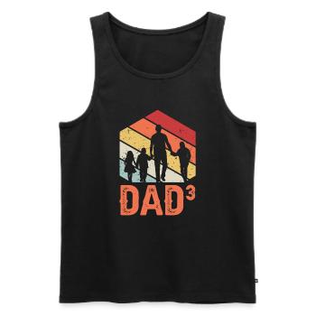 Retro Dad hoch 3 dreifacher Papa - Männer Premium Bio Tank Top - Schwarz - Vorne - Michal (187cm)
