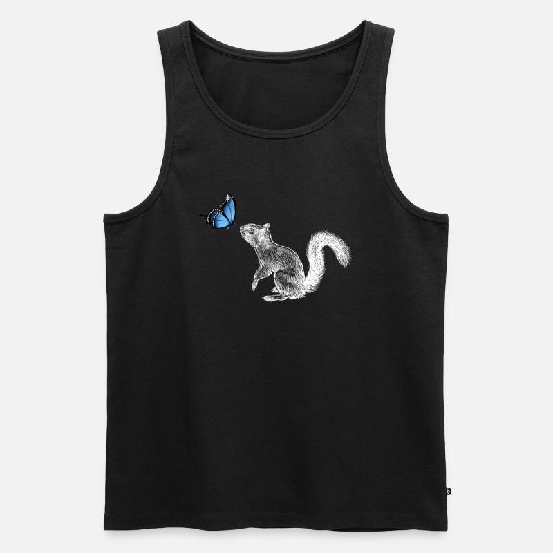 Eichhörnchen mit Schmetterling - Männer Premium Bio Tank Top - Schwarz