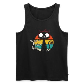 Die mit der Katze spricht - Männer Premium Bio Tank Top - Schwarz - Vorne - Michal (187cm)