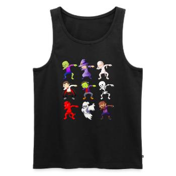 Dabbing Halloween Skeleton Zombie Pumpkin Mummy - Men's Premium Organic Tank Top - black - Front - AI Model Male 178 light (178cm)