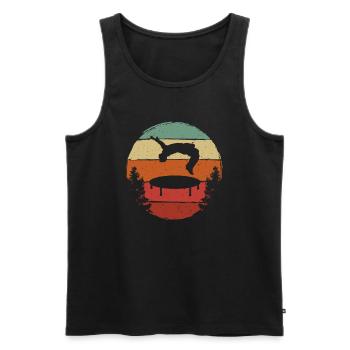 Trampolin Retro Backflip - Männer Premium Bio Tank Top - Schwarz - Vorne - AI Model Male 178 light (178cm)