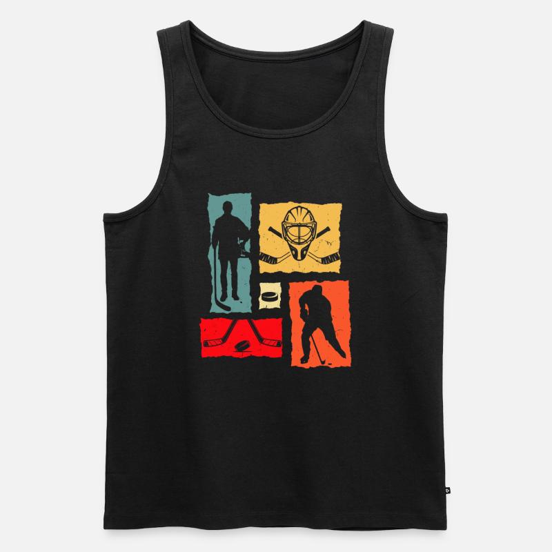 Eishockey Retro - Männer Premium Bio Tank Top - Schwarz
