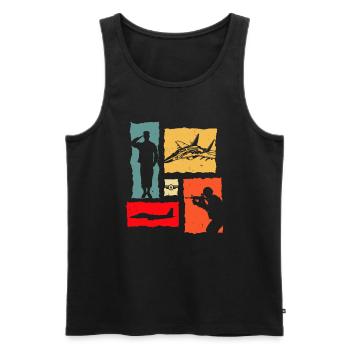 Soldier Retro Air Force - Männer Premium Bio Tank Top - Schwarz - Vorne - AI Model Male 178 light (178cm)