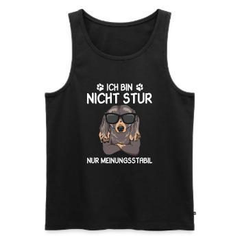 Ich bin nicht Stur nur Meinungsstabil Dackel - Männer Premium Bio Tank Top - Schwarz - Vorne - Michal (187cm)