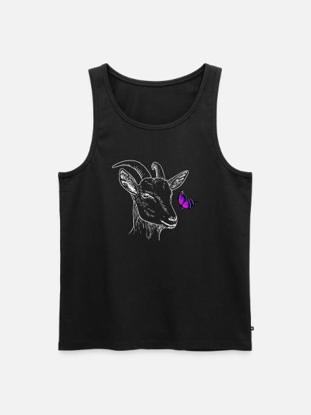 Ziege mit Schmetterling - Männer Premium Bio Tank Top - Schwarz