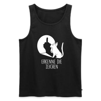 Erkenne die Zeichen Hund Mittelfinger - Männer Premium Bio Tank Top - Schwarz - Vorne - AI Model Male 178 light (178cm)