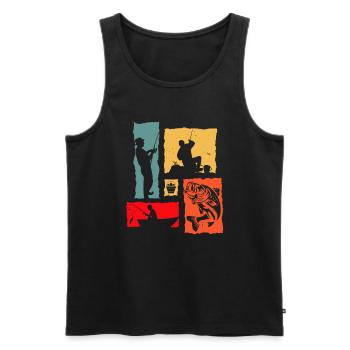 Angler Retro Bootsangler - Männer Premium Bio Tank Top - Schwarz - Vorne - Michal (187cm)