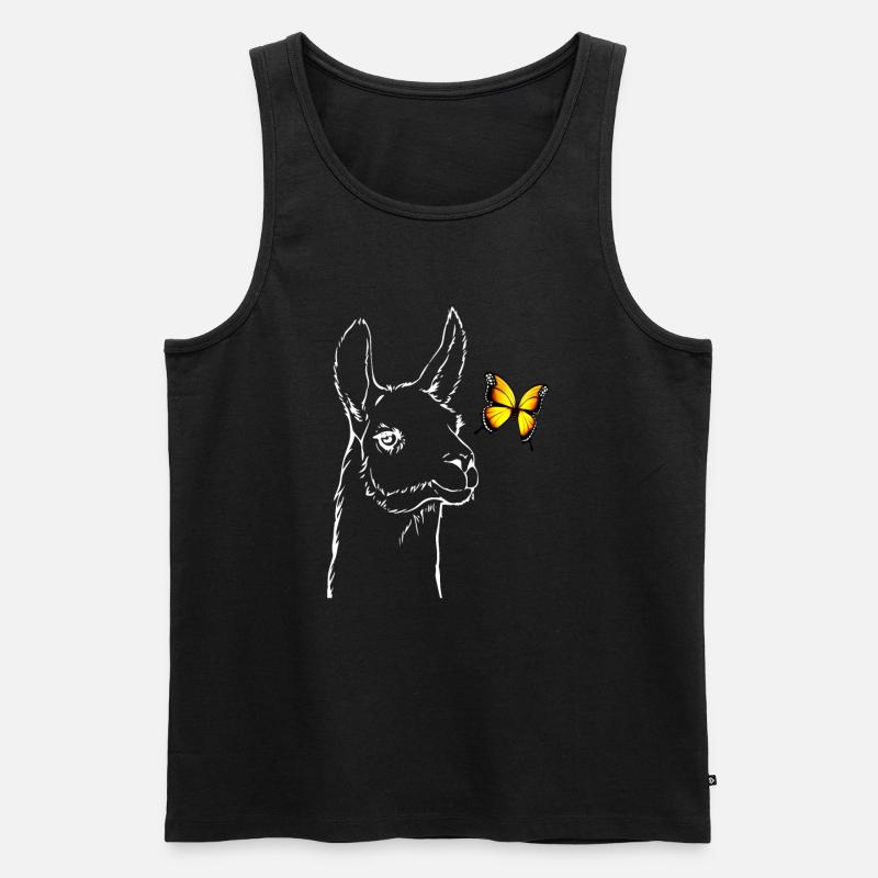 Lama avec papillon - Débardeur bio Premium Homme - noir