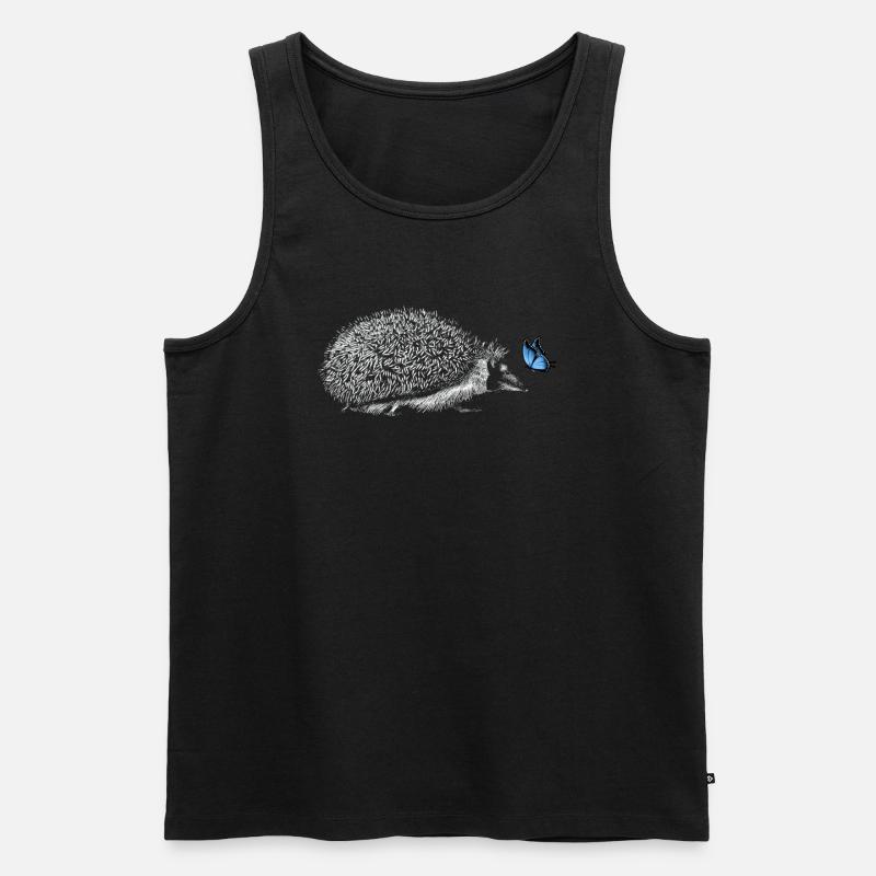 Igel mit Schmetterling - Männer Premium Bio Tank Top - Schwarz
