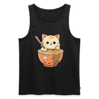 Ramen essende Katze Kawaii Anime Baka - Männer Premium Bio Tank Top - Schwarz - Vorne - Michal (187cm)