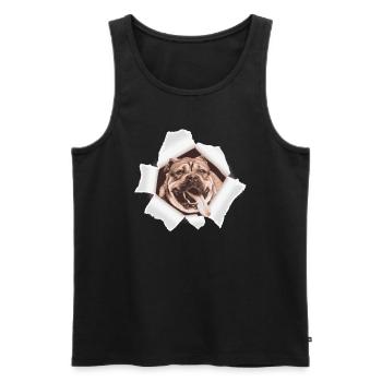 Dog peeking through a hole - Men's Premium Organic Tank Top - black - Front - Michal (187cm)
