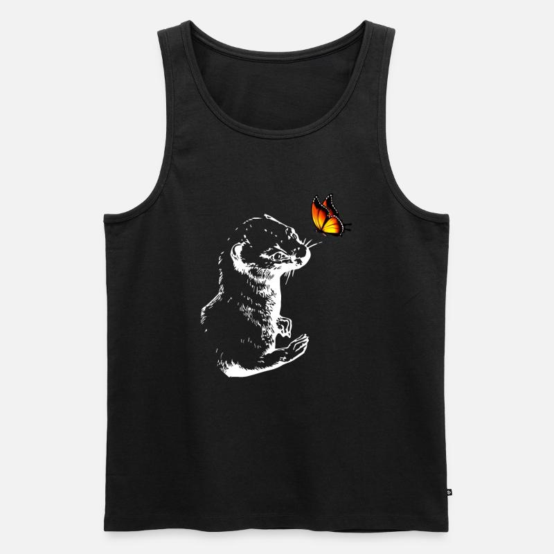 Wiesel mit Schmetterling - Männer Premium Bio Tank Top - Schwarz
