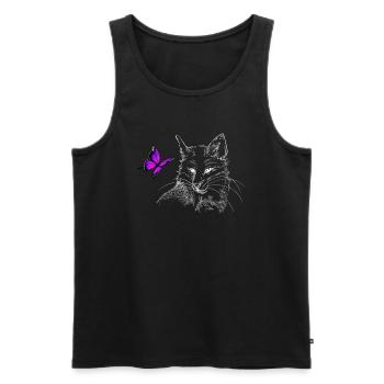 Renard esthétique avec papillon - Débardeur bio Premium Homme - noir - Devant - Michal (187cm)