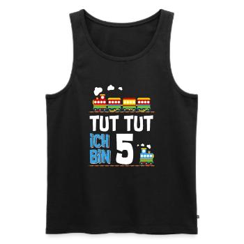 5. Geburtstag Tut Tut Eisenbahn Zug 5 Jahre - Männer Premium Bio Tank Top - Schwarz - Vorne - Michal (187cm)
