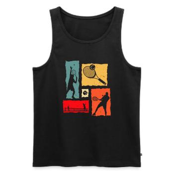 Tennis Rétro - Débardeur bio Premium Homme - noir - Devant - Michal (187cm)