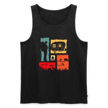 Camper Retro - Männer Premium Bio Tank Top - Schwarz - Vorne - Michal (187cm)