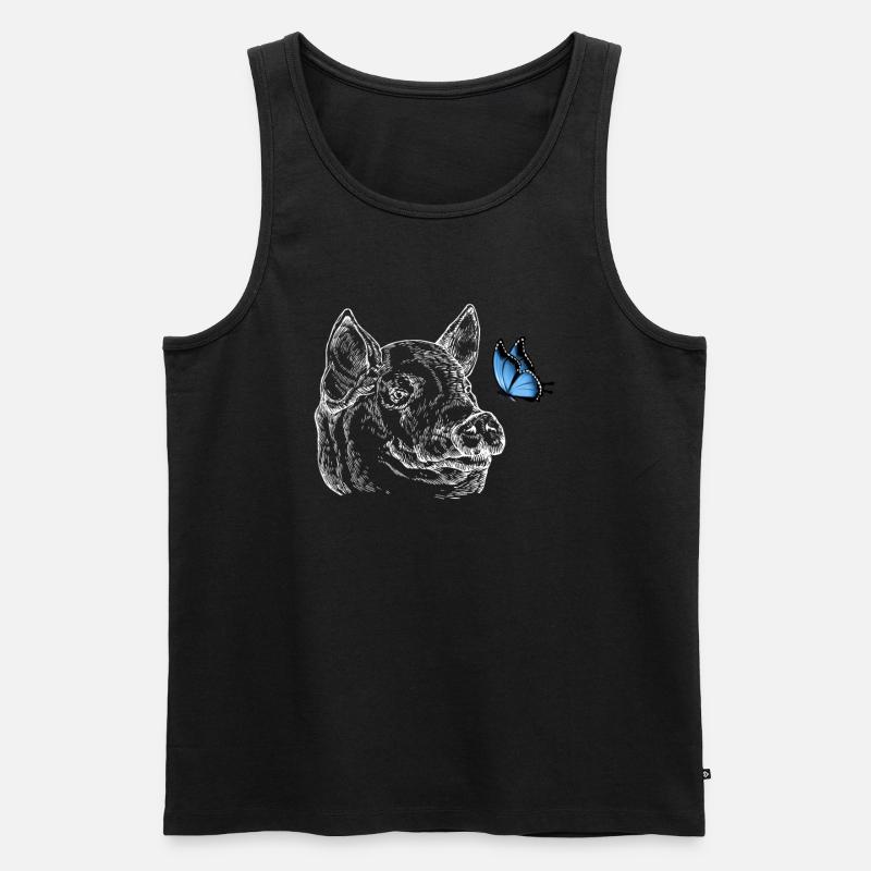 Cochon avec papillon - Débardeur bio Premium Homme - noir