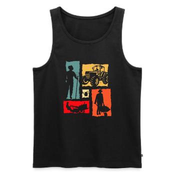 Farmer Retro Farmer Tracteur - Débardeur bio Premium Homme - noir - Devant - Michal (187cm)