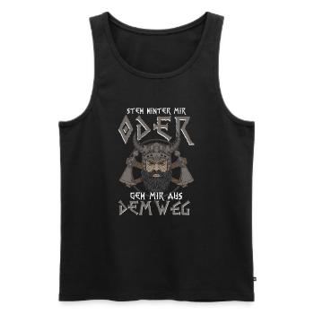 Wikinger Steh Hinter Mir - Männer Premium Bio Tank Top - Schwarz - Vorne - Michal (187cm)