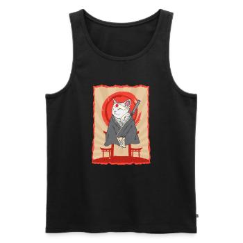 Samurai Japan Katze Torii Ninja Anime Katze - Männer Premium Bio Tank Top - Schwarz - Vorne - AI Model Male 178 light (178cm)