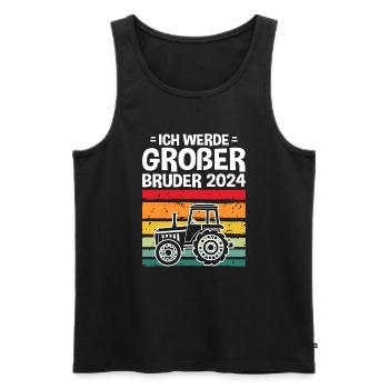 Ich Werde Großer Bruder 2024 - Männer Premium Bio Tank Top - Schwarz - Vorne - Michal (187cm)