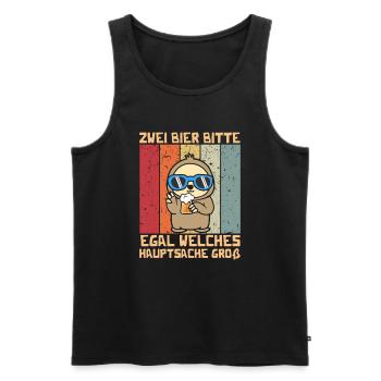 Zwei Bier bitte Hauptsache Groß - Männer Premium Bio Tank Top - Schwarz - Vorne - Michal (187cm)