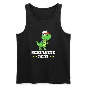 Schulkind 2023 Dinosaurier - Männer Premium Bio Tank Top - Schwarz - Vorne - Michal (187cm)